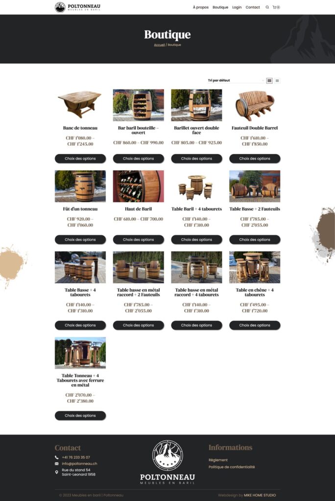 Projekt strony internetowej - strona sklepu - Poltonneau